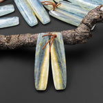 Natural Argentina Lemurian Aquatine Blue Calcite Curved Rectangle Earring Matched Translucent Light Blue Gemstone Bead Pair