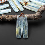 Natural Argentina Lemurian Aquatine Blue Calcite Curved Rectangle Earring Matched Translucent Light Blue Gemstone Bead Pair