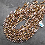 Rare Genuine Natural Golden Mauve Pink Freshwater Teardrop Pearl Top Side Drilled 15.5" Strand