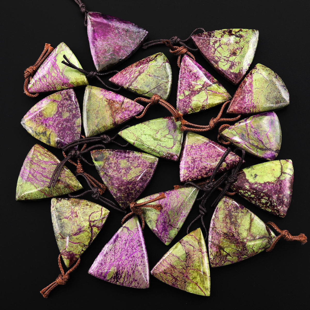 Natural Atlantisite Stichtite Triangle Pendant Side Drilled Gemstone ...