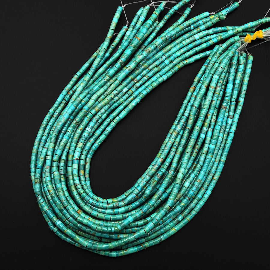 Genuine Natural Blue Green Turquoise 4mm Heishi Beads 15.5" Strand