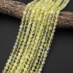 AAA Natural Brazilian Lemon Quartz Smooth Round Beads 4mm 6mm 8mm 10mm 12mm 14mm Gemstone 15.5" Strand