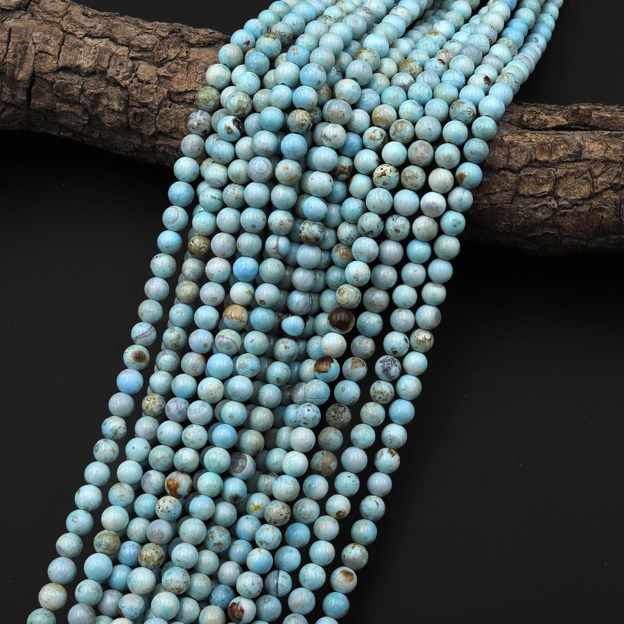 Seafoam Blue Aqua Terra Agate 6mm Round Beads Aka Dragon's Eye 15" Strand