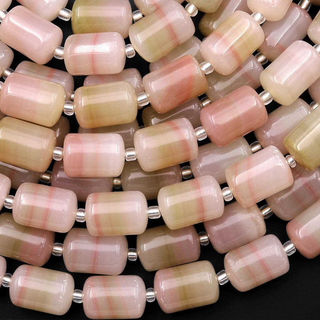 From Afghanistan Natural Pink Jade Smooth Tube Cylinder Gemstone Beads 14x10mm 15.5" Strand