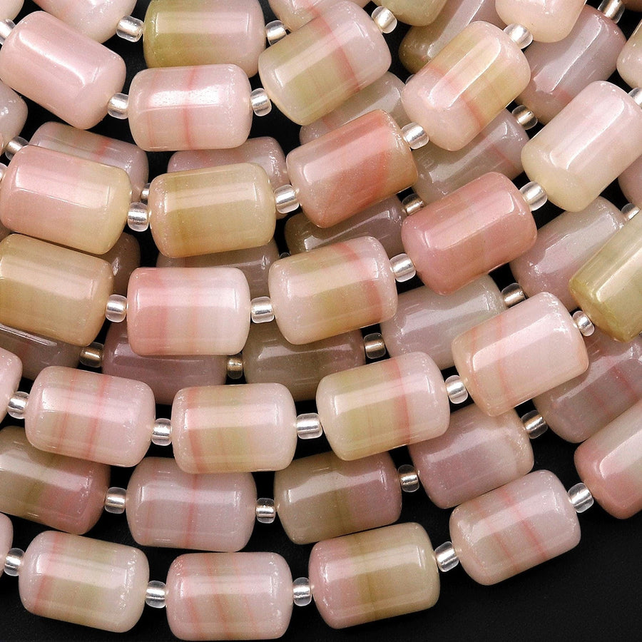 From Afghanistan Natural Pink Jade Smooth Tube Cylinder Gemstone Beads 14x10mm 15.5" Strand