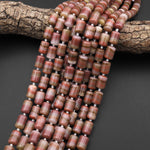 From Afghanistan Natural Maroon Pink Jade Smooth Tube Cylinder Gemstone Beads 14x10mm 15.5" Strand