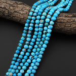 Genuine Natural Arizona Blue Turquoise 7mm 8mm Off Round Beads 15.5" Strand