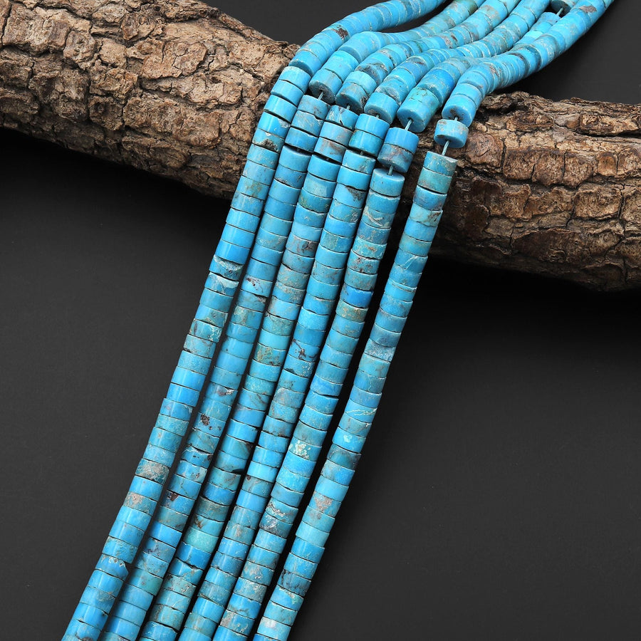 Genuine Natural Arizona Blue Turquoise 6x3mm Heishi Beads 16" Strand