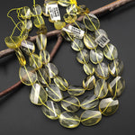 Faceted Real Genuine Natural Lemon Topaz Faceted Cushion Square Checkerboard Nugget Beads 15.5" Strand