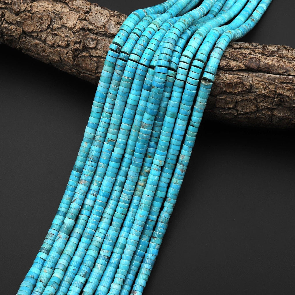 Genuine Natural Arizona Turquoise Heishi Beads 4mm 5mm Rondelle 15.5" Strand