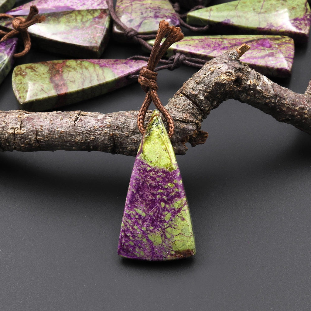 Natural Atlantisite Stichtite Triangle Arrow Pendant Side Drilled Gemstone A3