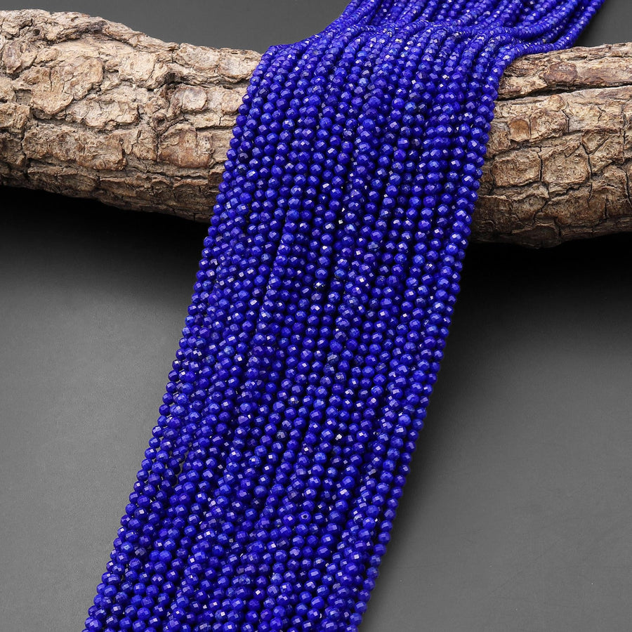 AAA Faceted Natural Royal Blue Lapis Round Beads 2mm Gemstone 15.5" Strand