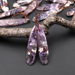 Translucent Natural African Petrified Purple Opal Earring Pair Matched Teardrop Gemstone Beads