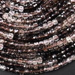 AAA Faceted Multicolor Natural Smoky Quartz Cube Beads 4mm Laser Diamond Cut Gemstone 15.5" Strand