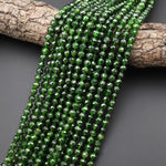 Real Genuine Natural Green Chrome Diopside Faceted 6mm Round Gemstone Beads 15.5" Strand