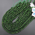 Real Genuine Natural Green Chrome Diopside Faceted 6mm Round Gemstone Beads 15.5" Strand