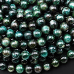 AAA Real Genuine Natural Teal Green Kyanite 6mm 8mm 10mm Smooth Round Beads 15.5" Strand