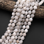 Natural White Crazy Lace Agate Beads 8mm 10mm 12mm Faceted Star Cut Rounded Beads 15.5" Strand