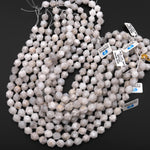 Natural White Crazy Lace Agate Beads 8mm 10mm 12mm Faceted Star Cut Rounded Beads 15.5" Strand