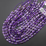 Natural Amethyst Faceted Rectangle Cushion 10x8mm Beads 15.5" Strand