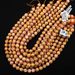 Natural Peach Moonstone Hand Carved Gold Dragon 10mm 12mm Round Gemstone Beads Select from 5 pcs, 10 pcs