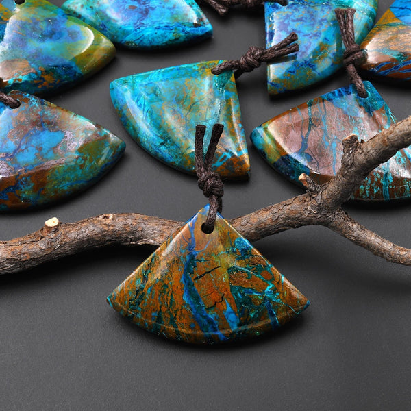 AAA Natural Azurite Triangle Fan Pendant From the Old Arizona Copper Mine A4