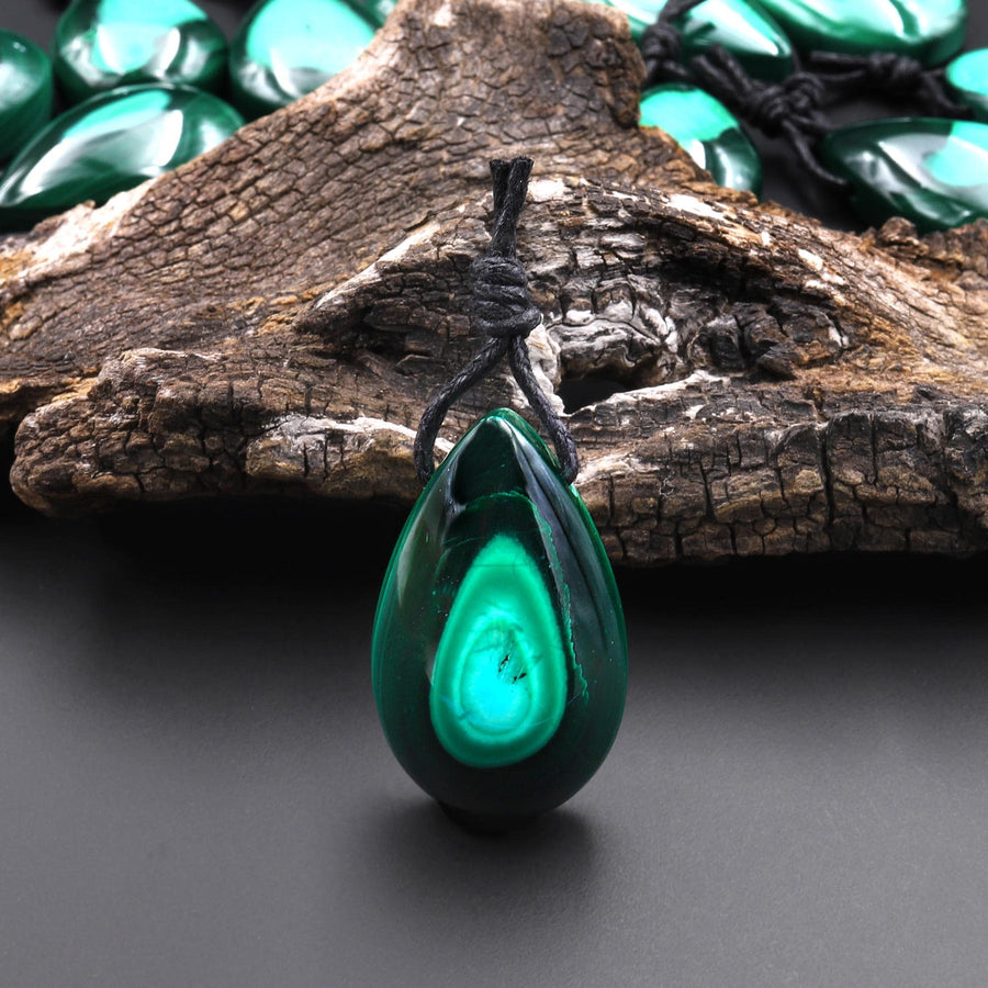 Extremely Rare Natural Blue Chrysocolla Green Malachite Side Drilled Teardrop Pendant