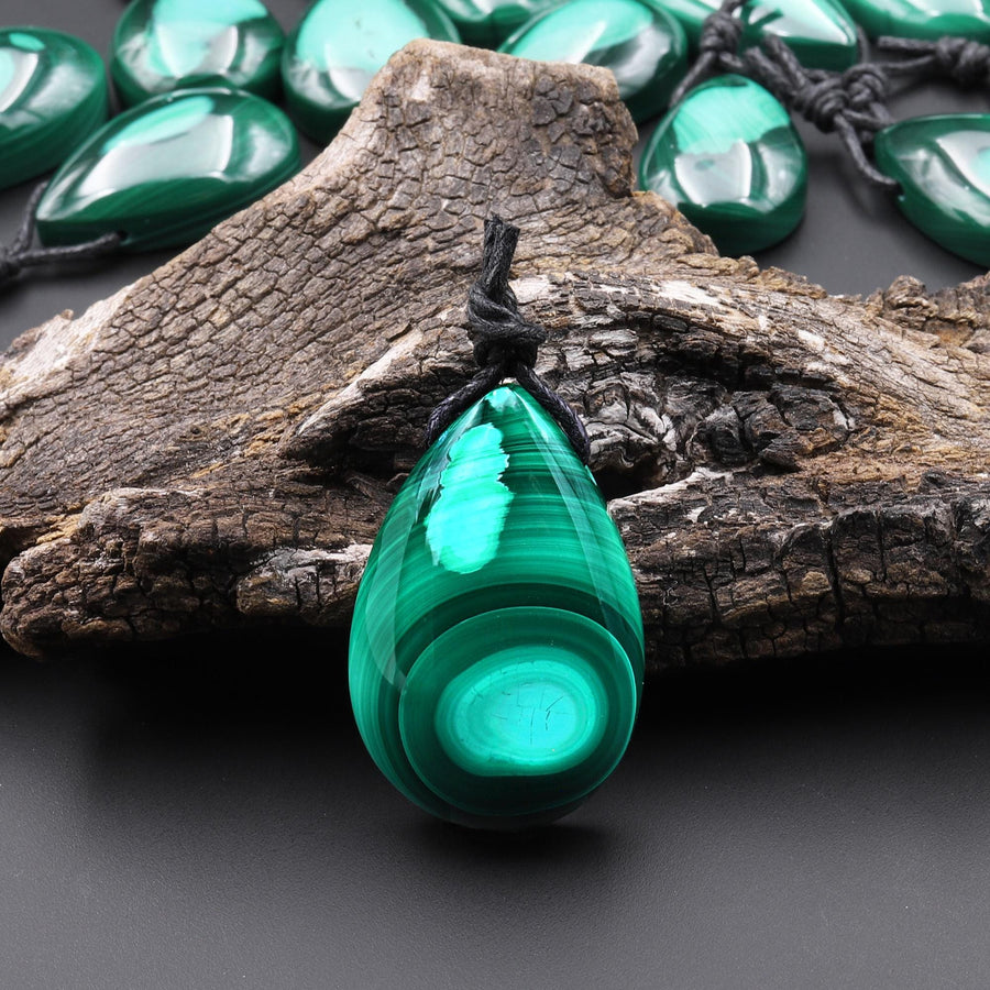 Extremely Rare Natural Blue Chrysocolla Green Malachite Side Drilled Teardrop Pendant A1