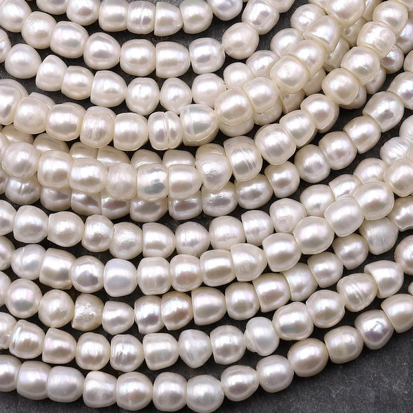 Genuine Freshwater 4mm Off Round Nugget Pearls 15.5" Strand