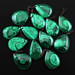 AAA+ Natural Malachite Teardrop Pendant Drilled Gemstone Focal