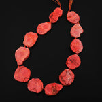 Genuine Natural Red Sponge Coral Freeform Slice Beads Organic Look 15.5" Strand A1085