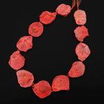 Genuine Natural Red Sponge Coral Freeform Slice Beads Organic Look 15.5" Strand A1086