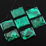 AAA Large 2 Hole Natural Malachite Rectangle Pendant