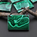 AAA Large 2 Hole Natural Malachite Rectangle Pendant