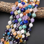 Faceted Double Terminated Points Natural Apatite Rose Quartz Amethyst Amazonite Lapis Moonstone Citrine Blue Chalcedony Beads 15.5" Strand