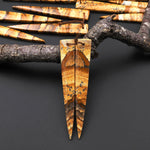 AAA Drilled Natural Scenic Picture Jasper Oblong Triangle Dagger Earring Cabochon Matched Gemstone Bead Pair