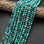 AAA Faceted Natural Arizona Chrysocolla Round Beads 6mm Gemstone 15.5" Strand