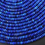 AAA Faceted Natural Blue Denim Lapis Thin Rondelle Beads 4mm 15.5" Strand