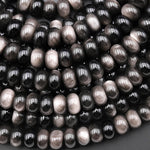 AAA Natural Silver Obsidian Smooth Rondelle Beads 8mm 15.5" Strand