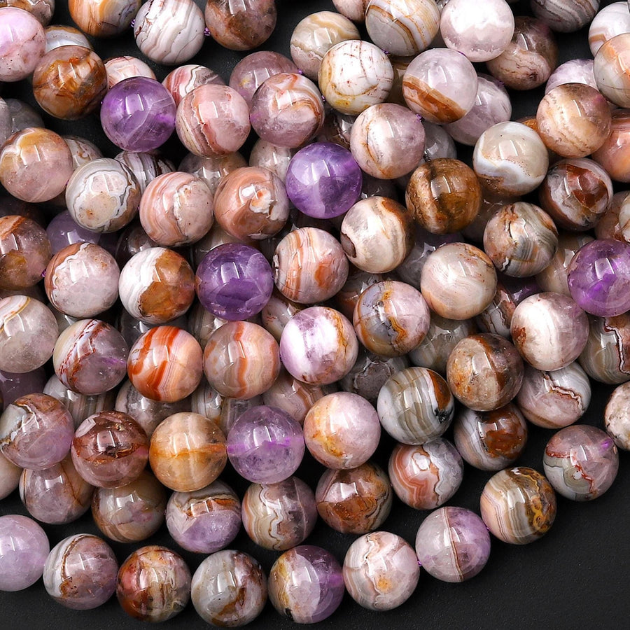 Rare Natural Rainbow Amethyst Smooth Round Beads 8mm 9mm 10mm 11mm 12mm 13mm 14mm 15.5" Strand