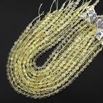 Faceted AAA Natural Brazilian Lemon Quartz Coin Beads 8mm 10mm Gemstone 15.5" Strand