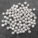 Half Drilled Faceted Genuine Freshwater White Pearl 10mm Button Stud Pair Earrings