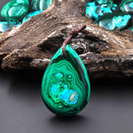 Rare Natural Hybrid Gemstone Blue Chrysocolla Green Malachite Side Drilled Teardrop Pendant