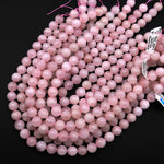 Natural Pink Madagascar Rose Quartz 10mm 12mm Round Beads B1105 15.5" Strand