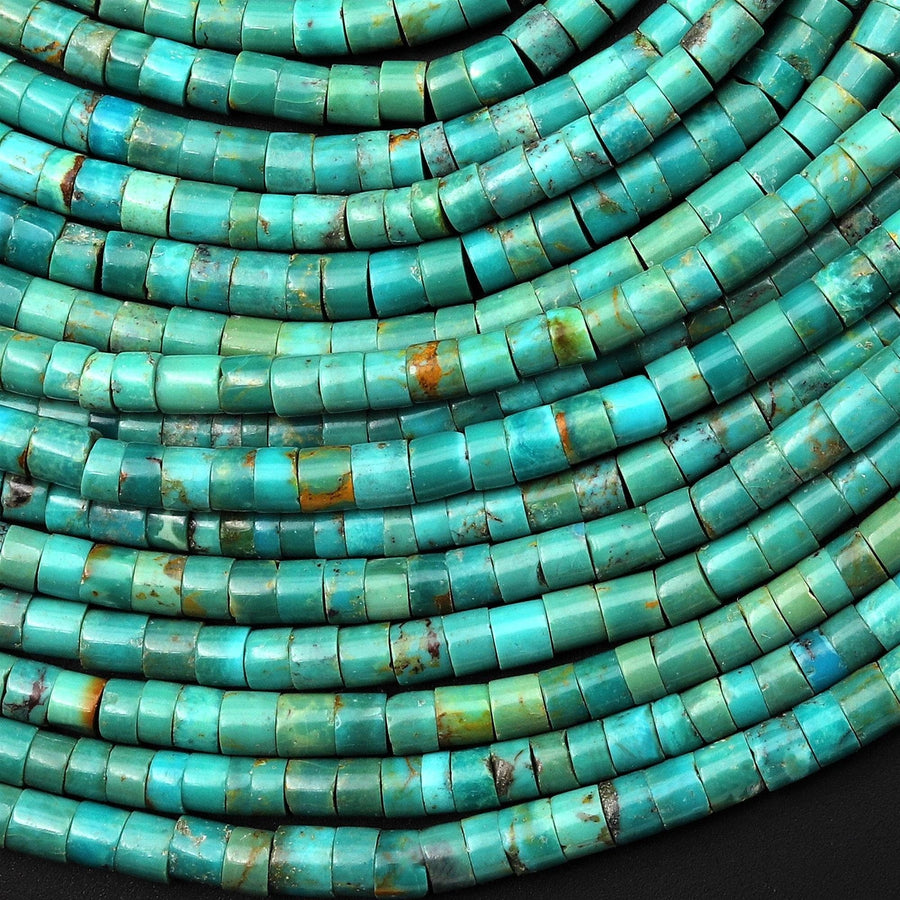 Genuine Natural Blue Green Turquoise 4mm Heishi Beads 15.5" Strand