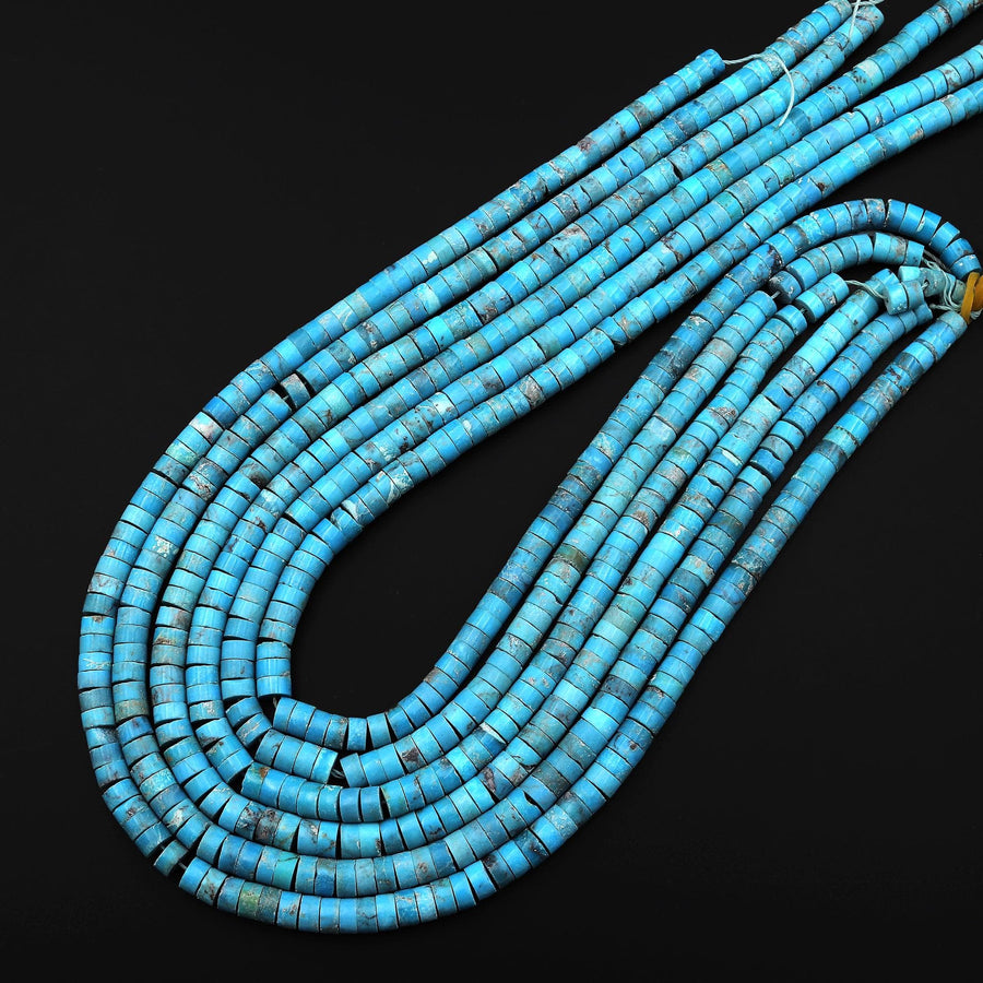 Genuine Natural Arizona Blue Turquoise 6x3mm Heishi Beads 16" Strand