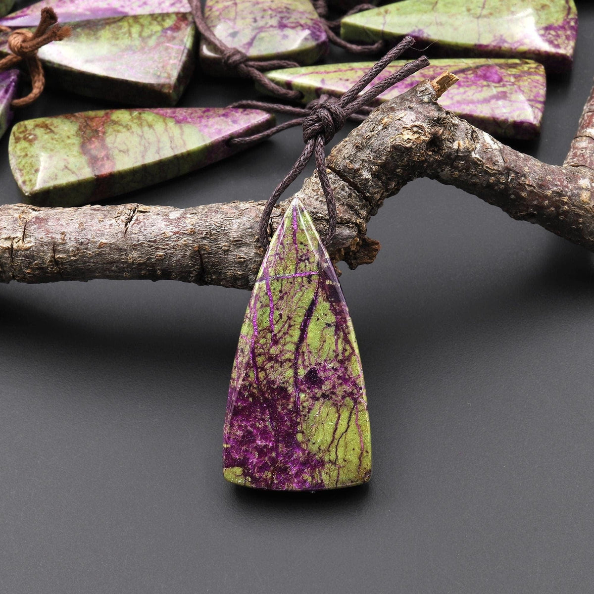 Natural Atlantisite Stichtite Triangle Arrow Pendant Side Drilled Gems ...