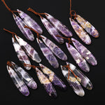 Translucent Natural African Petrified Purple Opal Earring Pair Matched Teardrop Gemstone Beads