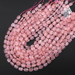 AAA Faceted Natural Rose Quartz Rectangle Cushion Beads 8x10mm 15.5" Strand