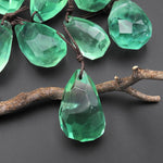 AAA Faceted Natural Green Fluorite Nugget Point Pendant Gemstone Focal Bead